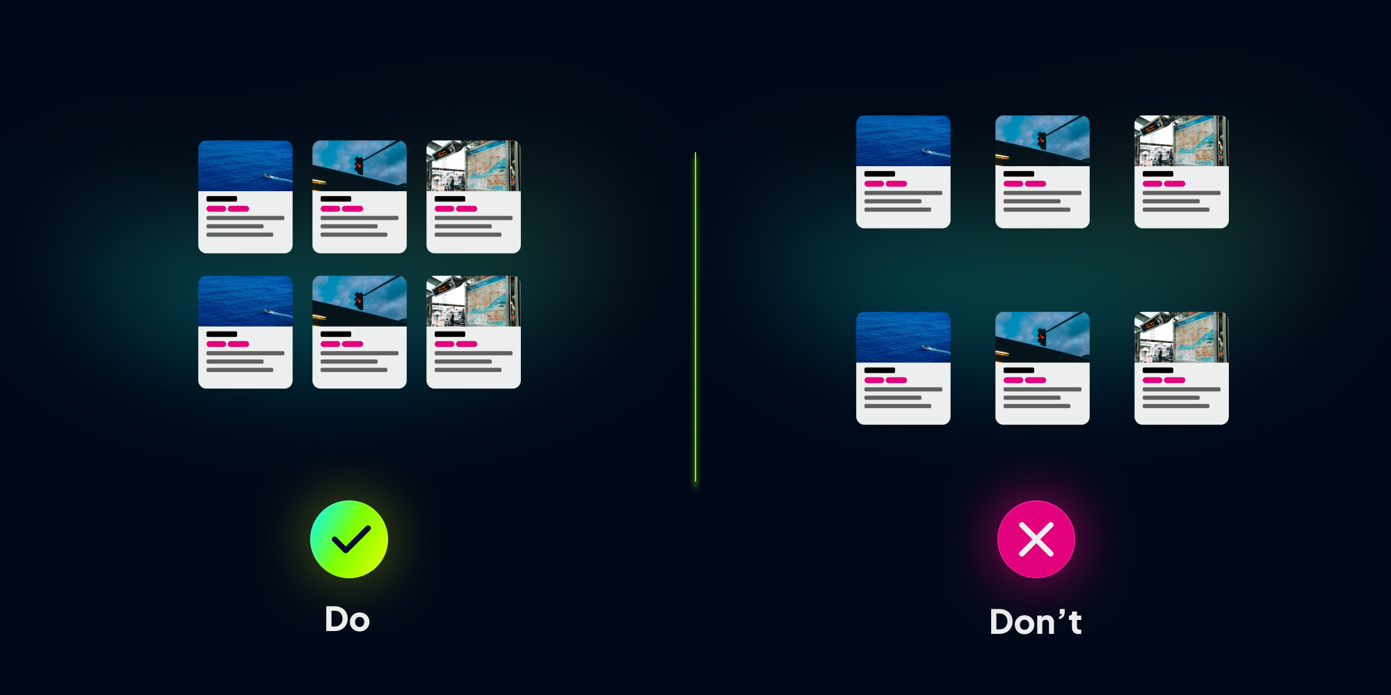 Example of Law of Proximity in Gestalt psychology and UX design